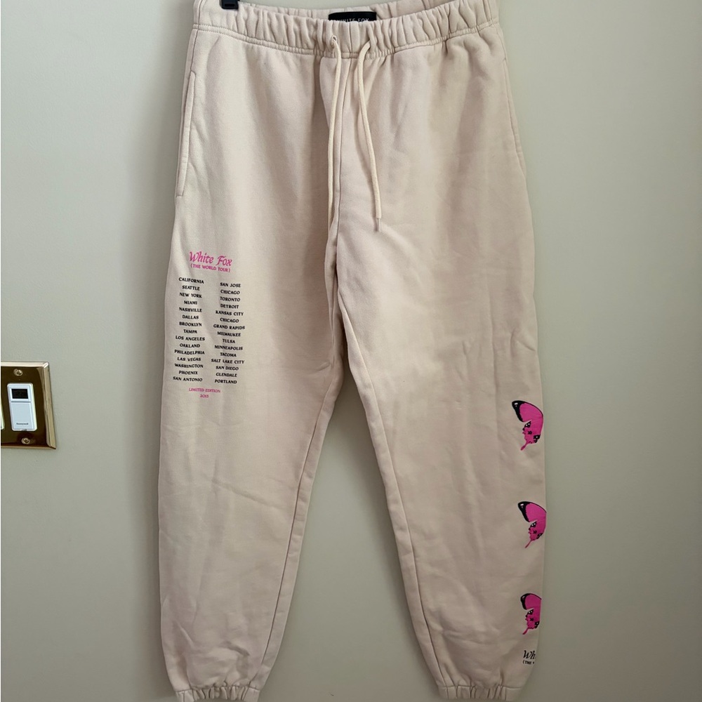 White Fox world tour butterfly jogger sweatpants